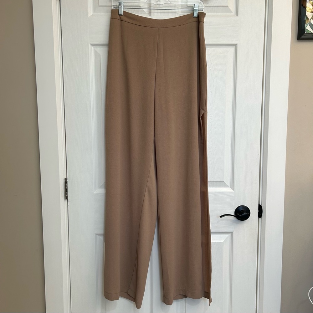 Elegant Tan Women's Wide-Leg Pants